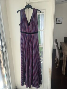 chinese dress ladies Pre-Loved BCBG MAXAZRIA Women's Lace-Trim Crepe Midi Dress Magenta Size XS   Elle & Beck